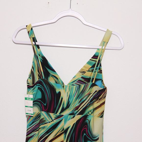 Vintage Tropical Print Maxi Dress Size S Sharon Max NWT - Picture 4 of 7